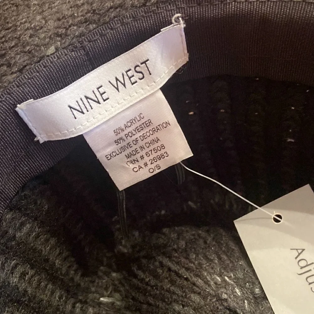 NWT Nine West black hat with adjustable fit band